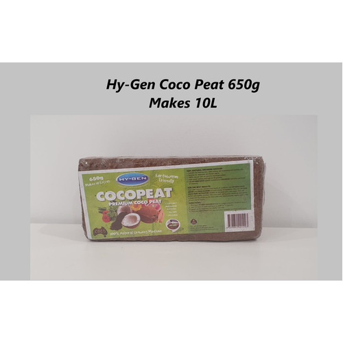 Coco Coir Peat Block 650g Hy-Gen / Growing Medium Makes 10L / Coco Coir Brick