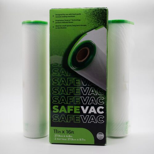 Grovebags Safe Vac Terploc Roll 2 Pack - 11in x 16ft - Vacuum Sealing Rolls