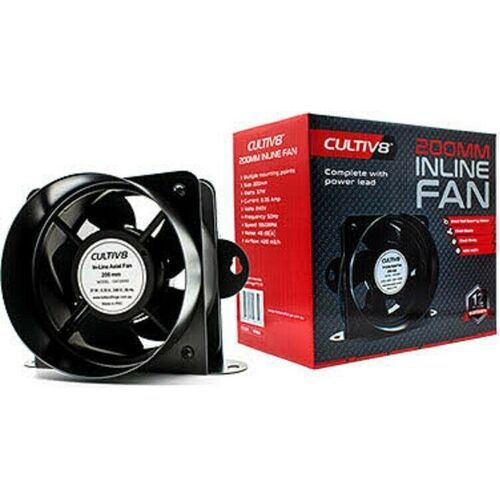 200MM INLINE FAN CULTIV8  420m3/h - HYDROPONICS GROW TENT FAN
