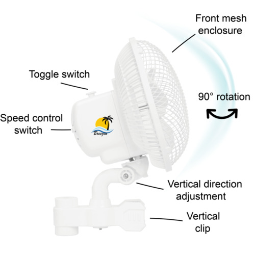 HYDROPONICS VERTI CLIP FAN 150mm / 6"  / GROW TENT 90° OSCILATING FAN