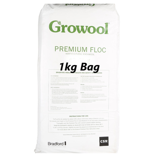 Growool Rock Wool Premium Floc 1kg Hydroponics Propagation Grow Medium Grodan