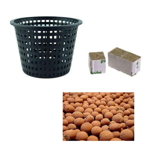 Clay Pebbles Balls Leca Hydroton 4ltrs + 4 x 140mm Net Pots + 8 Rockwool Cubes