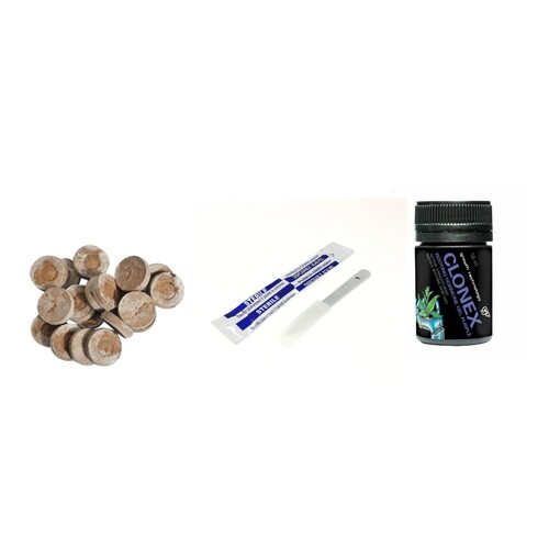 Hydroponic Cloning / Seedling Kit - Jiffy Peat Clonex Gel Scalpel / Propagation