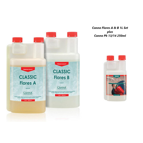 Canna Kit Flores 1L plus PK13/14 250ml Hydroponics Nutrients Additives